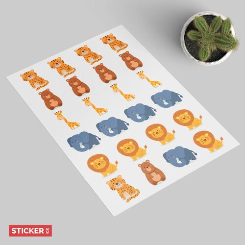 Sticker Animaux Savane Kawaii