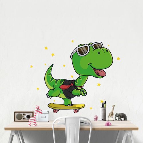 Sticker Dinosaure Skate S (Hauteur 38cm, Largeur 37cm)