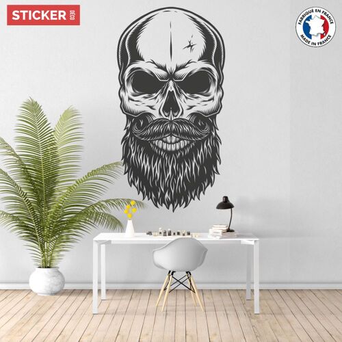 Sticker Crâne Elégant Barbe M (Hauteur 58cm, Largeur 30cm)