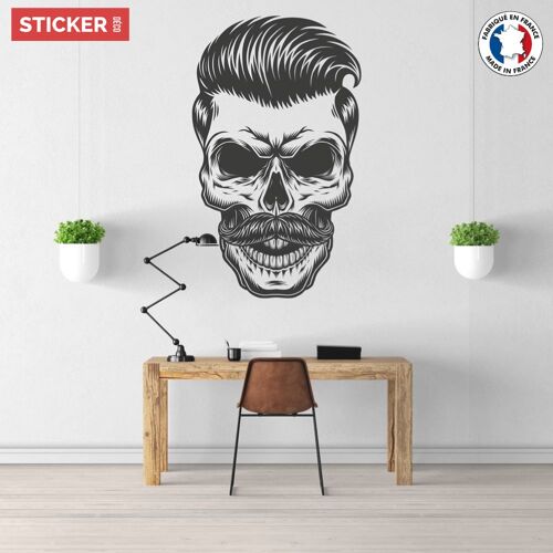 Sticker Crâne Elégant Coiffure S (Hauteur 38cm, Largeur 30cm)