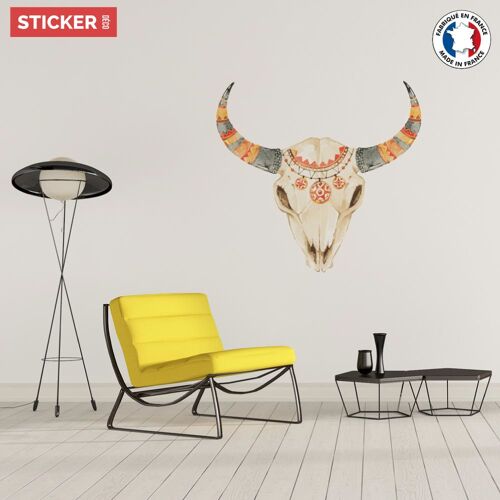 Sticker Crâne Taureau Colors M (Largeur 58cm, Hauteur 54cm)