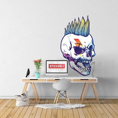 Sticker Crâne Punk S (Hauteur 38cm, Largeur 22cm)