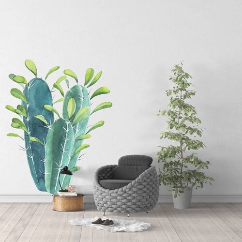 Sticker Cactus Bleu M (Hauteur 58cm, Largeur 46cm)