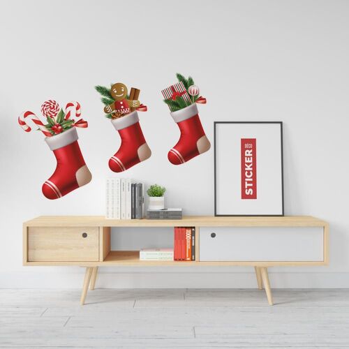Sticker Chaussettes Noel S (Largeur 38cm, Hauteur 22cm)