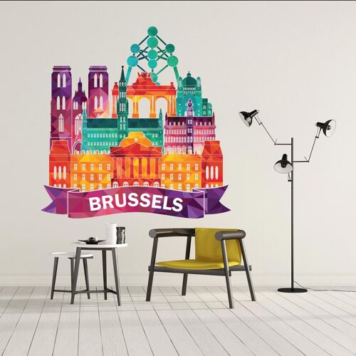 Sticker Bruxelles Coloré M (Hauteur 58cm, Largeur 57cm)
