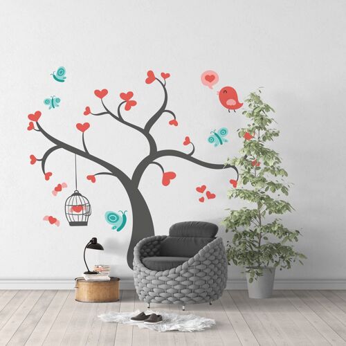 Sticker Arbre Curs et Papillons S (Largeur 38cm, Hauteur 33,5cm)