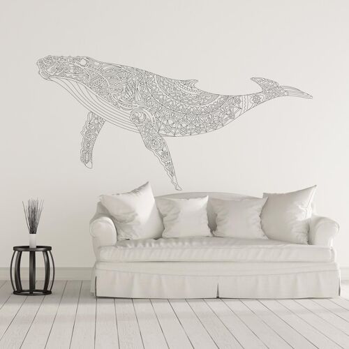 Sticker Baleine Mandala XL (Largeur 120cm, Hauteur 59cm)