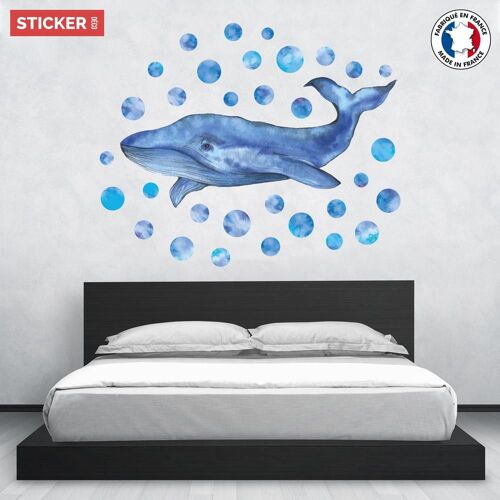 Sticker Baleine Bleue S (Largeur 38cm, Hauteur 31cm)