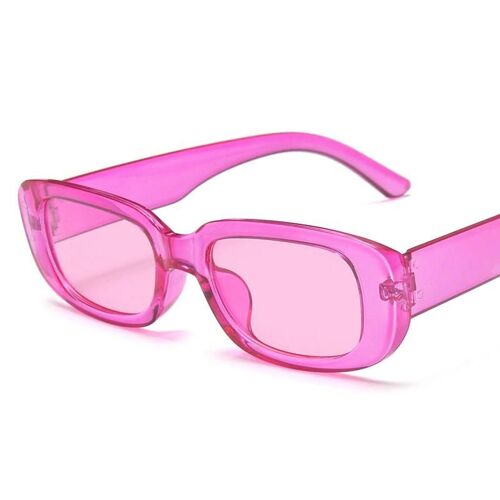 Lunettes De Soleil Rétro À La Mode Petit Cadre Pc Lunettes De Soleil Bordure Avec Diamants Rose Rouge