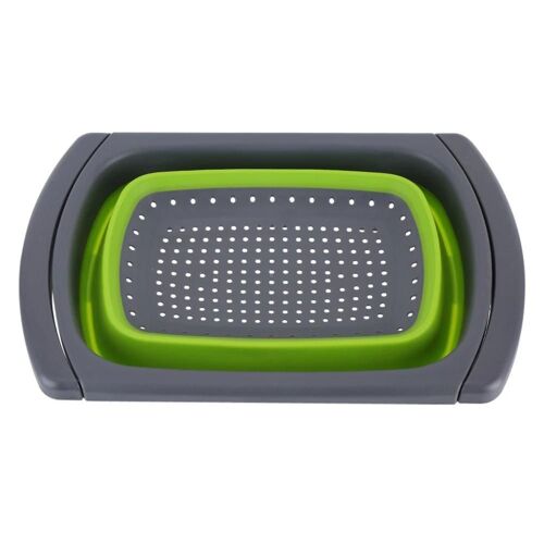Cuisine Passoire En Silicone Pliable Passoire Évier Panier Pour Cuisson Lavage Vert Végétal