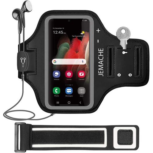 JGD-Galaxy S23 Ultra, S22 Ultra, S21 Ultra Brassard, Gym Courir Sport Armband pour Samsung Galaxy S23/S22/S21/S20 Ultra (5G) avec Porte Carte (Noir)