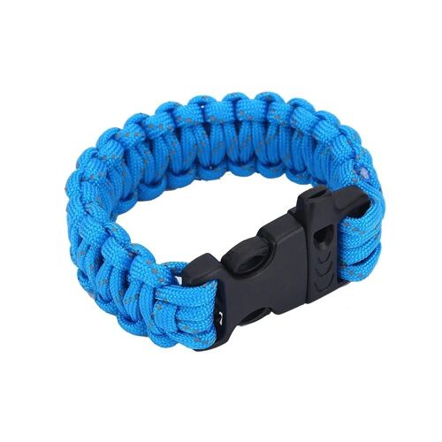 Longe De Cordon De Parachute Robuste De 4 Mm Avec Corde D'urgence De Sifflet (Bleu)