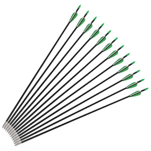 12pcs 8mm Fibre De Verre Flèche Flèche En Acier Inoxydable Accessoire De Tir À L'arc (30 Pouces)
