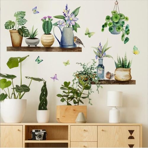 Autocollants Fenêtre - AQSACOKIYA - Anti-Collision Stickers Feuilles Tropicales Vertes Porte Cuisine Décalque - Décoration pour Printemps Été Vitre