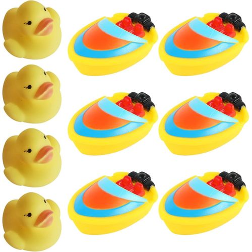 KAL-Lot De 6 Jouets De Bain, 4 Petits Canards, Jouets De Bain, Bateaux Aquatiques, Jouets De Bain Flottants, Jouets De Bain, Jouets De Bain, Jouets De Piscine, Jouets De Bain Canard