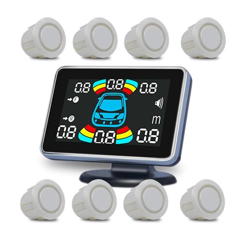Système De Radar De Recul De Voiture Affichage Led Buzzer De Recul De Voiture Pour Voiture Véhicule Suv Blanc