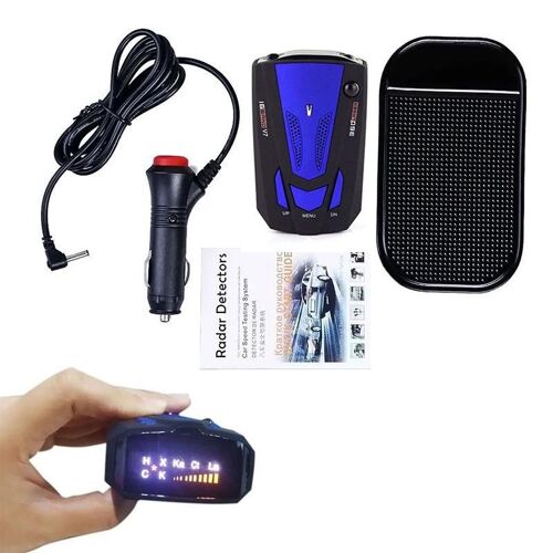 1 Pcs Voiture Vitesse Radar Détecteur Alerte Vocale Avertissement Ka / K / X / Ku Bande 360 Degrés Sûr Pour La Conduite Bleu