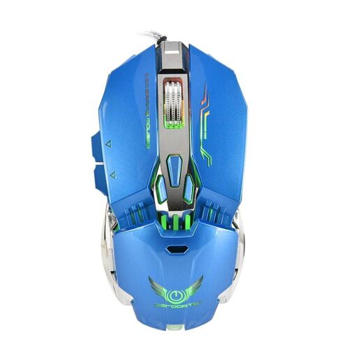Zerodate X800 3200 DPI LED Lumière Câblé USB Programmation Souris De Jeu Souris Bleu