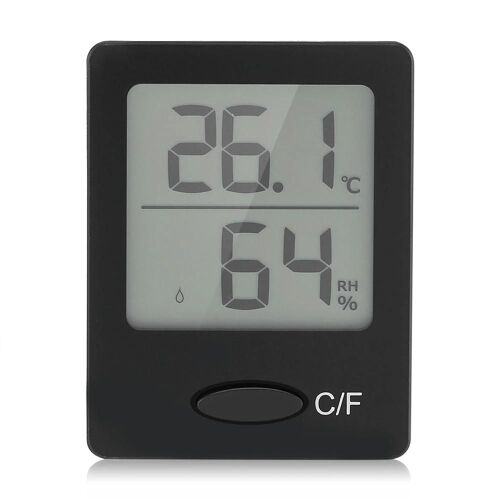 BALDR Mini Thermomètre Numérique Humidité Intérieure Temp Meter Bureau À Domicile Moniteur de Confort Noir