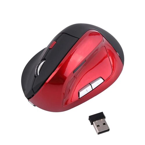 Souris de jeu verticale optique sans fil Souris de jeu rechargeables pour Pro Gamer Rouge