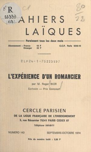 L'expérience D'un Romancier