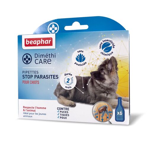 Beaphar - Dimethicare 6 Pipettes Stop Parasites Pour Chiots - Immobilise Les Puces, Les Tiques Et Les Poux