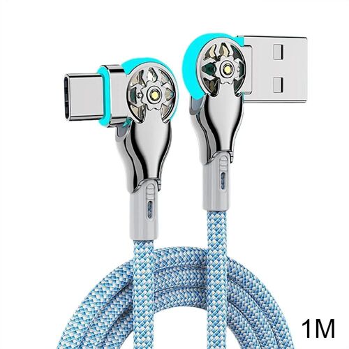 Câble De Charge Rotatif À Double Tête De Coude Cordon De Charge Portable Léger Pour Téléphones Portables Pour Type C,1m