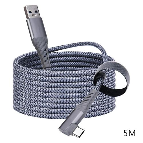 Câble De Liaison Transfert De Données À Haut Débit 3a Câble De Données D'alimentation À Charge Rapide Pour Pc / Casque Vr / Haut-Parleur / Manette De Jeu 5m Gris