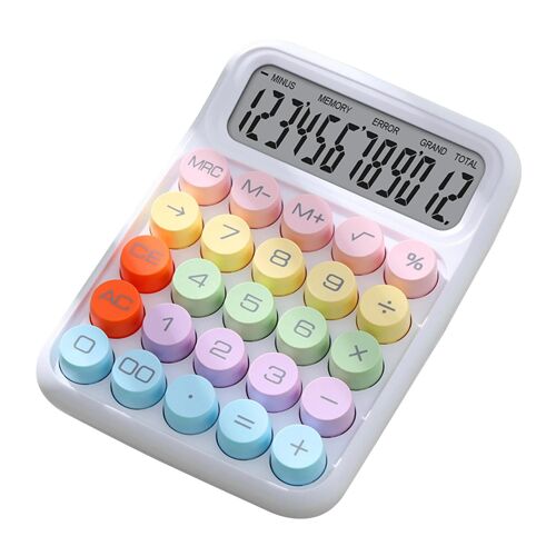 Petite calculatrice colorée avec écran LCD Calculatrice légère portable dédiée pour la maison Blanc B