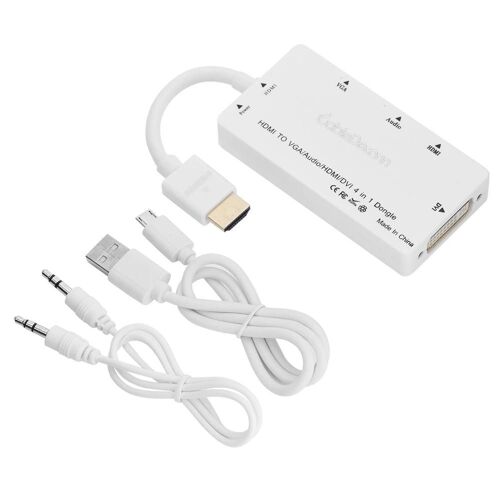 Câbledeconn 4 en 1 HDMI vers HDMI / DVI / VGA / Audio Station d'accueil multifonction (Blanc)