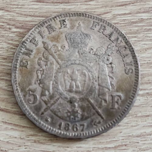 Monnaie France 5 Francs Napoléon Iii Argent 1867.