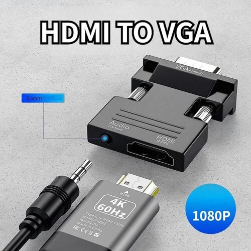 Convertisseur VGA mâle avec audio 3,5 mm - Connectez des projecteurs,des moniteurs et des décodeurs avec une clarté haute définition