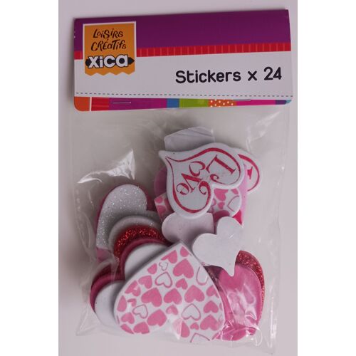 Stickers Coeurs En Mousse Avec Motifs De Couleurs Rose, Blanc Et Rouge X 24