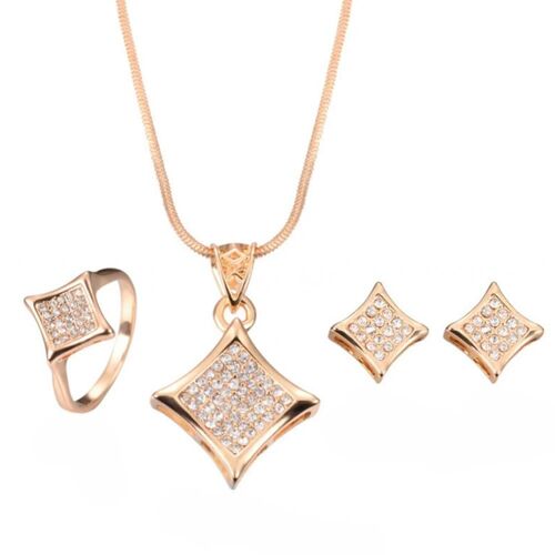 Mode Femme Mariée Minuscules Zircons Bijoux Ensembles Alliage Quatre Point Étoile Collier / Oreille Stud / Bague