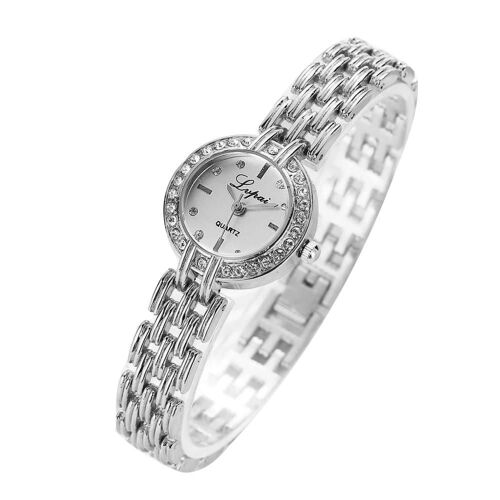 Lvpai Alliage Élégant Strass Montre-Bracelet À Quartz Montres (Argent + Blanc)