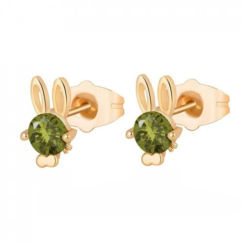 Femmes À La Mode Boucles D'oreilles Lapin Forme Oreille Stud Strass Décoration Bijoux Cadeau (Vert)