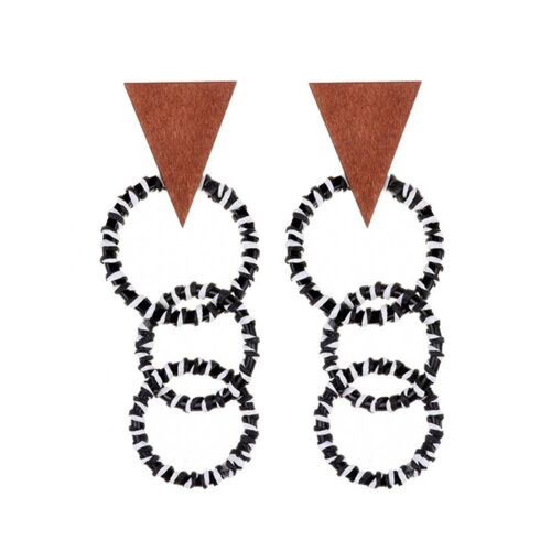 Europestyle Femmes Acrylique Géométrie Twist Circles Alliage Boucle D'oreille Stud (Noir)