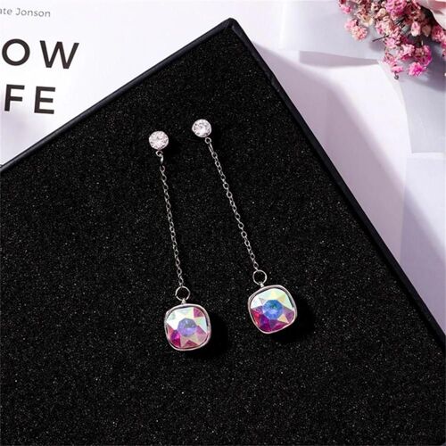 Femme Géométrie Coloré Artificiel Gemme Dangle Bijoux Boucle D'oreille Stud (Boucle D'oreille)