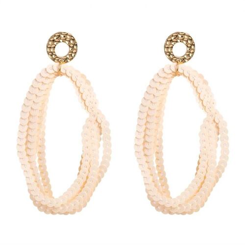 Femmes À La Mode Belles Boucles D'oreilles Multicouches Ornements En Alliage (Blanc Crémeux)