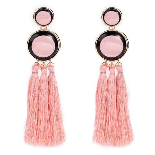 Style Simple Femmes Fil Pompon Balancer Boucles D'oreilles Frange Boucles D'oreilles Oreilles (Rose)