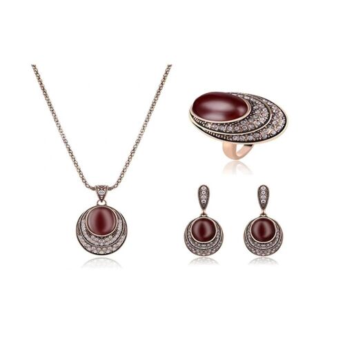 Style Turc Alliage Zircon Bijoux Ensembles Géométrie Collier / Boucle D'oreille / Bague (Or Antique)