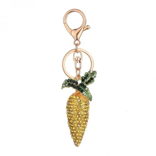 Strass Porte-Clés Porte-Clés Anneau Carotte Forme Porte-Clés Alliage Porte-Clés Sac Décoration (Jaune)