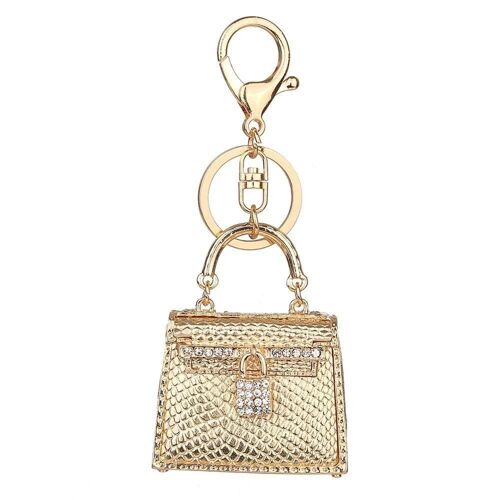 Strass Porte-Clés Porte-Clés Bague Éléphant Forme Alliage Porte-Clés Sac Décoration (Champagne)