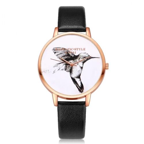 Lvpai Mode Femmes Métal Quartz Mouvement Montre-Bracelet Pu Bracelet De Montre Accessoire (Noir)