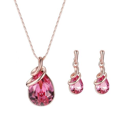 Nouvelle Mode Belle Strass Décoration Collier Boucles D'oreilles Deux Pièces Bijoux