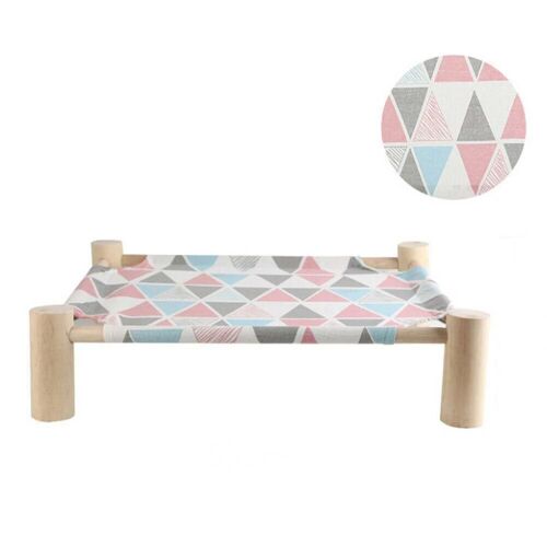 Chat Hamac Suspendu En Bois Repos Lit Maison Doux Respirable Portable Animaux De Compagnie Fournitures Bleu Rose