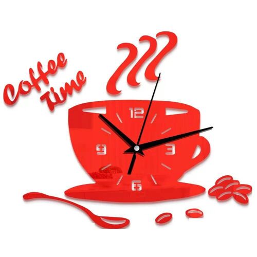 Horloge murale en acrylique stéréo de cristaux Horloge étanche élégante pour la décoration de la maison rouge