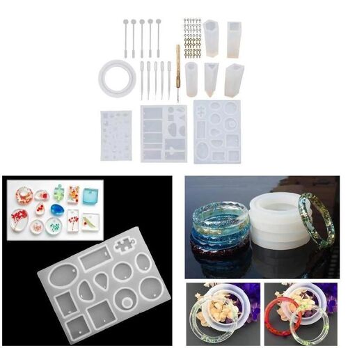 62 Pcs Diy Bracelet Pendentif Bijoux Moulage Moules Silicone Moule Kit Artisanat Outils De Fabrication