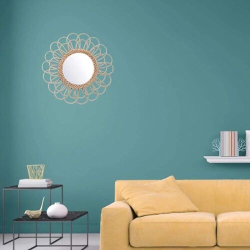 Miroir suspendu Rotin Tournesol Miroir mural circulaire Décor Boho Osier Habillage Miroirs de maquillage
