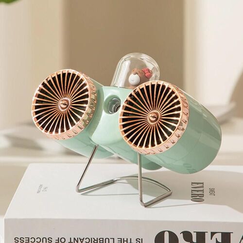 Ventilateur de pulvérisation à double tête rechargeable USB - Faible bruit,1200mAh,vert vert,1200mAh